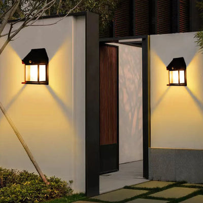 applique exterieur solaire avec double faisceau lumineux pour entrée ou allée de jardin moderne