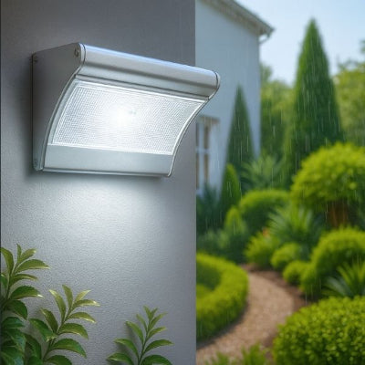applique solaire exterieur sur mur dans jardin économie d'énergie