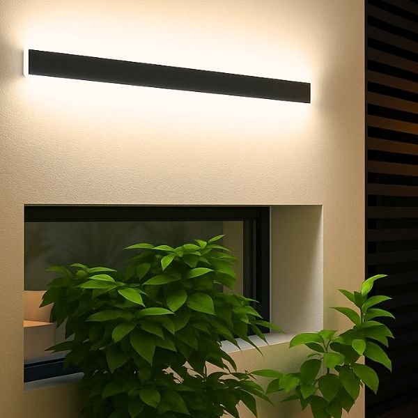 applique exterieur eclairant mur et plantes