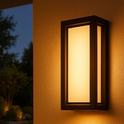 applique murale exterieur dans jardin lumière chaude