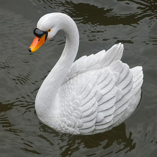 Décoration extérieur jardin moderne cygne blanc décoratif flottant seul sur l’eau