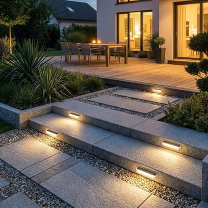 lampes solaires eclairage exterieur escalier jardin lumiere blanc chaud automatique
