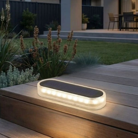 Eclairage exterieur escalier solaire LED blanc chaud étanche IP68 pour marches jardin terrasse