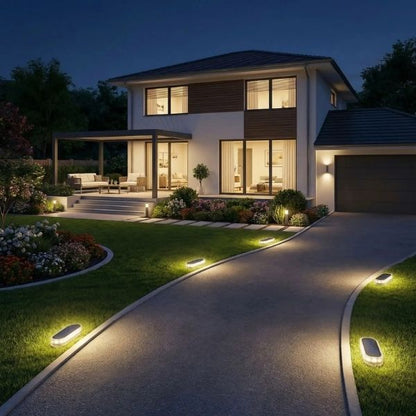 balises solaires eclairage exterieur escalier dans allee jardin lumiere blanc chaud automatique