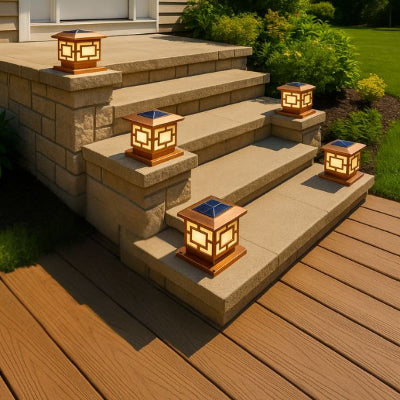 eclairage solaire exterieur positionné sur escaliers et terrasse