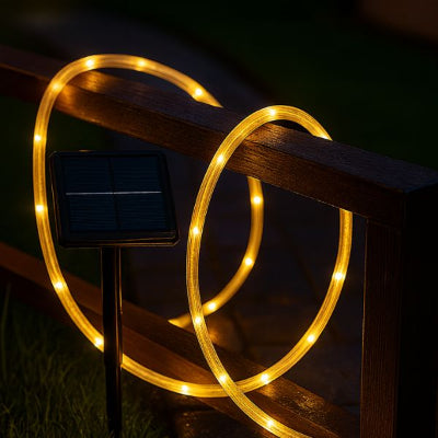 Guirlande extérieur solaire avec tube LED flexible et panneau solaire pour clôture de jardin