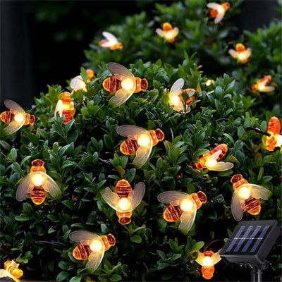 Guirlande lumineuse extérieur solaire abeilles LED blanc chaud étanche IP65 décor jardin