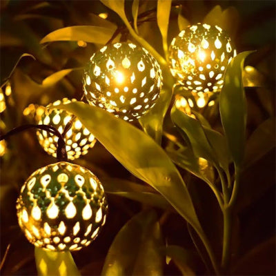 Guirlande lumineuse extérieur solaire LED boules marocaines blanc chaud décor jardin