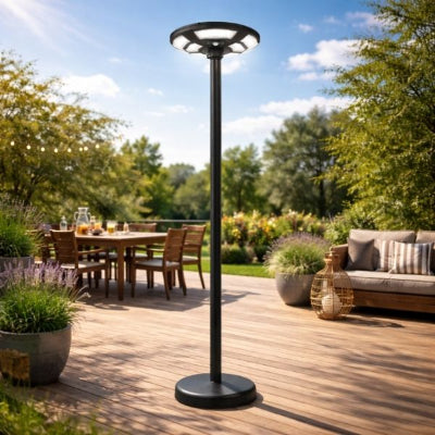 lampadaire solaire extérieur allumage automatique sur terrasse