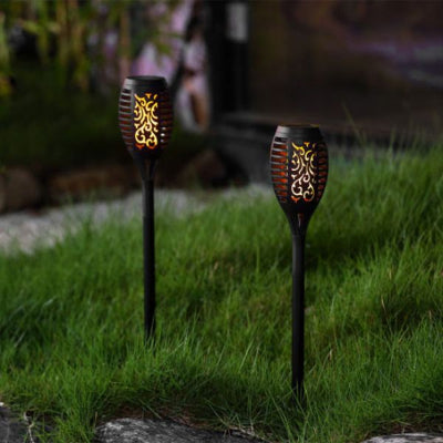Lampes solaires extérieur torches LED plantées dans la pelouse pour éclairage décoratif de jardin.