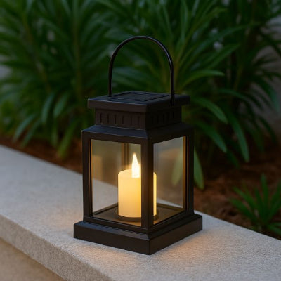 lanterne solaire étanche blanc chaud sur muret 