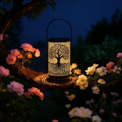lanterne solaire pour jardin chargement solaire de jour dans massif fleuri