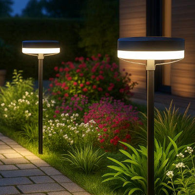 luminaires solaires exterieurs éclairant massif fleuri,étanche