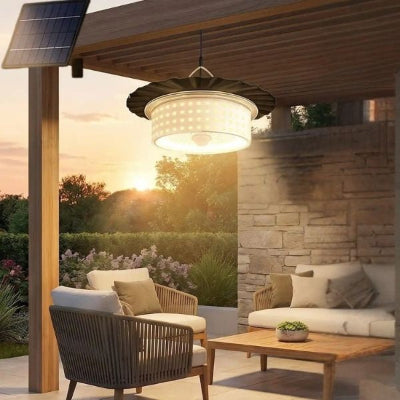 Luminaires suspension exterieur solaires 244 LED sous pergola avec panneau solaire déporté et éclairage automatique chaleureux
