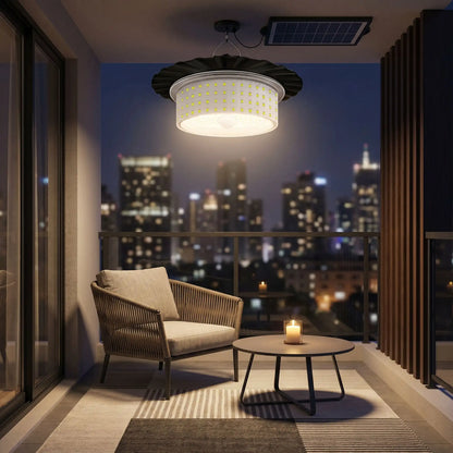 Luminaires suspension exterieur solaires LED pour balcon moderne avec éclairage automatique et panneau solaire intégré