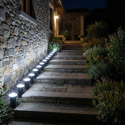 Spot solaire extérieur pour éclairage d'escalier extérieur jardin avec balisage lumineux automatique