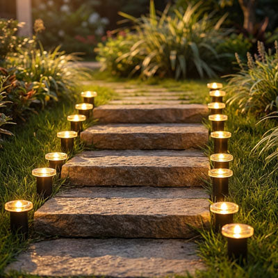 Spot solaire extérieur LED blanc chaud pour éclairage d'escalier jardin et balisage extérieur décoratif