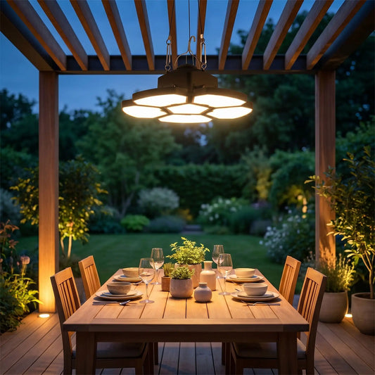 Suspension exterieure LED multi panneaux avec USB rechargeable et haute puissance éclairage réglable